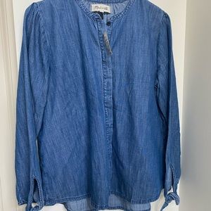 Madewell Blue Jean Button Down Shirt w/ ties on sleeves